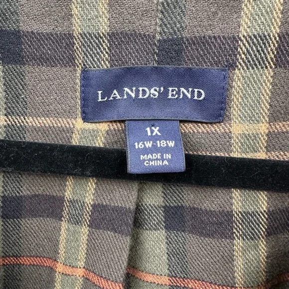 Lands' End Olive Utility Jacket with Brown Collar - Picture 6 of 15
